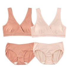 MOMBA 莫代爾V型哺乳內衣褲組 內衣 2入+內褲 2入