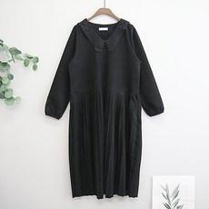 이얀 레이스 카라 임산부 정장 플리츠 원피스