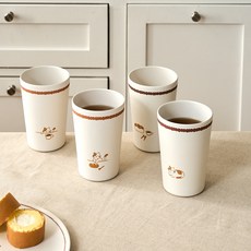 모던하우스 L 냥이네 빵굼터 뱀부파이버 컵 355ml 4종, 1세트, 혼합색상