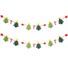 Arty Home 聖誕不織布旗幟拉旗 2入, 拐杖樹, 2個