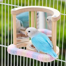 Lanboer 鸚鵡鏡子站立式食碗 FREE, 木質, 1個