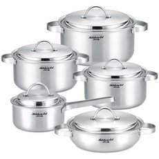 키친아트 프리미엄 통3중 냄비 세트 인덕션 IH, 5종, 5개