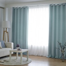 shez Home 打孔遮光窗簾 附窗簾綁帶 2幅, 藍色
