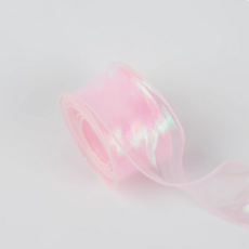 오간디리본 오로라 펄 홀로그램 청첩장리본 끈 4cm, 핑크, 2개, 9m
