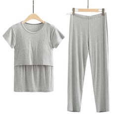 뿌뜨리아 임산부 플러스 사이즈 모달 반팔 긴바지 수유 홈웨어 세트