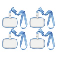 壓克力雙面員工證橫式卡套, 藍色, 4個