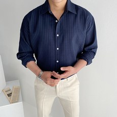 Meosidda 男性透氣經典款聚酯亞麻襯衫