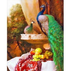 Deisoi 美麗大自然 鑽石十字繡 DIY套組 30 x 40 cm, 02 孔雀, 1套