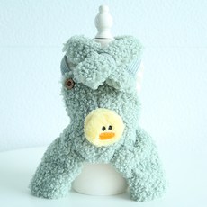 寵物毛絨絨四腳吊帶褲, 灰藍色