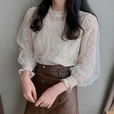 andstyle 女款輕薄蕾絲長袖雪紡衫 261200