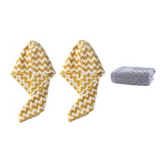 柔軟乾髮巾 SG15 2入 + 毛巾套組, 黃色, 1套