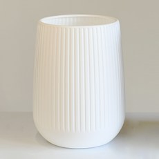 Garden in the City 現代風條紋花盆, 白色, 1個