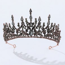 LUNAGLAM 水晶巴洛克裝飾頭飾皇冠 WC606, 1個, 古銅灰