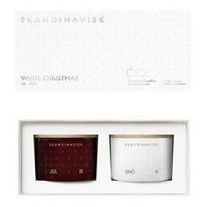 SKANDINAVISK 聖誕限定蠟燭禮盒2件組 - 香氛蠟燭 玻璃木質香氛, 銀白色