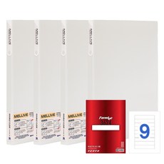 Heemang Office Point A4 Melive Double Clear File HM2537 40 張 x 4p + 20 張用於 Formtech File Index LQ-3624 的標籤紙, 雙清文件（奶油色）、標籤紙（白色）, 1套