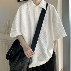 남성용 DM 루즈 라펠 반팔티