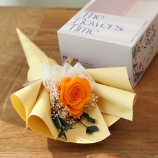 BeautifulDecoSense 永生花LED燈玫瑰花束+手柄盒, 橘子