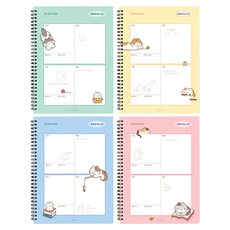 3000 Nyangnyang 小學錯誤答案筆記 4 件套, 藍色, 粉紅色, 薄荷綠, 黃色, 1套