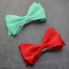 潛水布挺立蝴蝶結髮夾 2件組