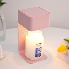 Yankee Candle The Sweet Cafe Candle Warmer 撥盤開關 + 蠟燭大爵士 + 燈泡 2p, 午夜茉莉, 粉紅色