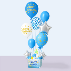 스탠드 박스 생일축하 풍선세트, 스카이, 1세트 스카이, 1세트