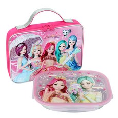 公主圖案不鏽鋼餐盤+便當手提袋 PN194, 混色, 1組