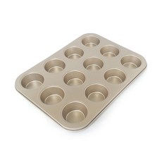12格不沾圓形烤盤模具 金色, 1個