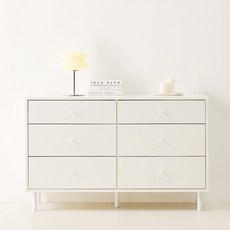 스칸디무드 국내제조 클로멘 3단 와이드 서랍장 1200 방문설치, 화이트, 6단