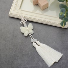 HanNal 女童珍珠蝴蝶雙流蘇佩飾