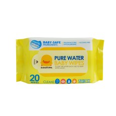 PIYO PIYO 黃色小鴨 EDI超純水嬰兒濕紙巾, 20張, 1包