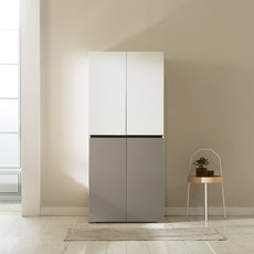 장인가구 E0 LPM PLATE 비스포크 주방수납장 1800*800 방문설치, 화이트+베이지