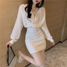 여성용 블랙101 조스 후드 반집업 캐주얼 미니 원피스 CH-2319071 빅사이즈 포함