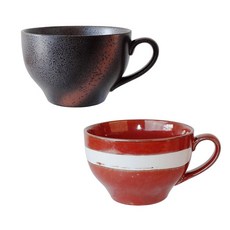 고반 안다미로 핸들면기 2종 세트, 블랙, 레드 브라운, 1세트