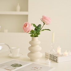 플라우스302 조화 소프트 터치 장미, 핑크, 1개