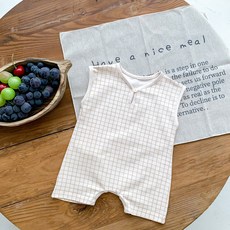 스타도어 아동용 슬림격자 민소매 롬퍼 우주복