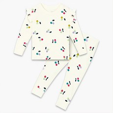 unifriend 童款荷葉邊彩虹櫻桃印花9分袖居家服套裝