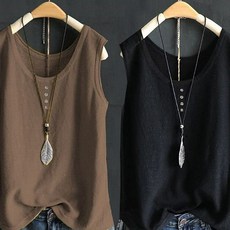 ELSSO 女款夏季U領無袖背心2件組