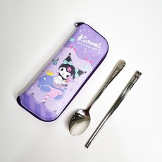 LiLFANT 庫洛米全不鏽鋼餐具盒組, 混合顏色, 餐具盒 + 湯匙 + 筷子