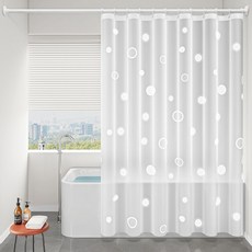 JLIFE 精選泡泡半透明浴簾, 白色, 1個