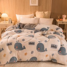 Sleep Club 寢聚 雪花絨羊羔絨雙面加厚暖暖被, 小鯨魚