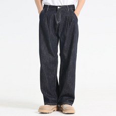 Cramp 男士不褪色單褶寬版牛仔褲