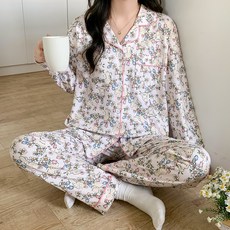 안나앤코 여성용 코지레빗 긴팔 잠옷 상하의 세트