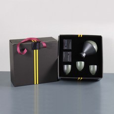 月鹽手工陶器半 Dokuri 禮品套組森林 Dokuri 套組, 陶瓷酒瓶+酒杯3p, 1組