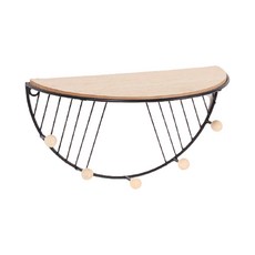 大型圓形鐵製木質層架掛鉤 YT_RA1127, 黑色, 1個