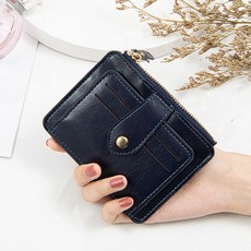 레스덴 심플 빈티지 카드 명함 슬롯 동전 지퍼 스냅지갑