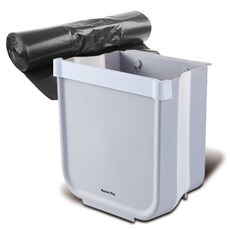 折疊掛式垃圾桶+垃圾袋 25入, 灰色的