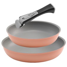 home chef IH感應爐適用可拆式手柄鑽石不沾鍋具 3件組, 混色, 平底鍋直徑24cm+平底鍋直徑28cm+可拆卸手柄
