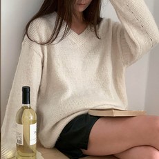 長髮V領長袖針織T恤 寬鬆版型 孕婦裝 M585