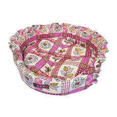 네이처펫 반려동물 블링독 원형 방석, 체크 핑크, 1개