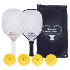 韓國 iWANNA 木製匹克球拍 2p + 球 4p + 收納袋套組, 1套, 混合顏色